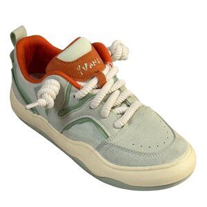 Yvango Womens Mint Green & Orange Sneakers Canvas Suede Leather Size W 8.5